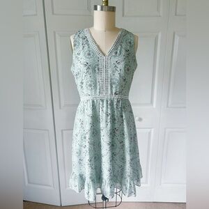 LOFT Outlet Mint Green Patterned Midi Sundress